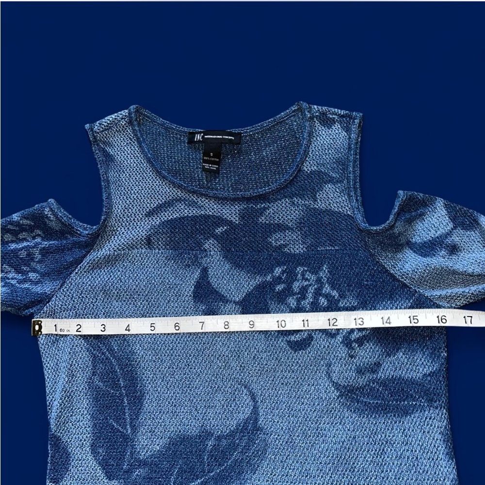 INC International Concepts Printed Cotton Cold Shoulder Crewneck Size S - Picture 5 of 7